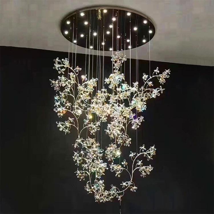 flower shape decorative hotel lobby staircase custom modern led chandelier